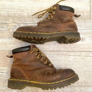 Doc Dr Martens Brown Leather Lace Up Boots 6-Eye Vintage Womens 7.5